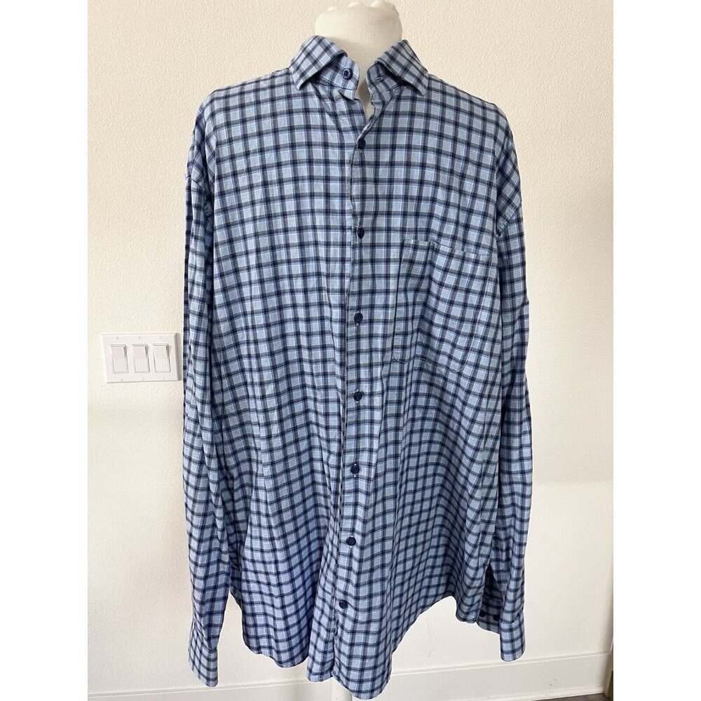 johnnie-O Big & Tall Ajax Hangin Out Button Down Shirt Laguna Blue Size 1X LT